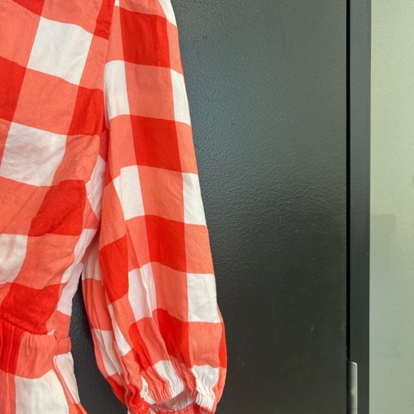 Lovers + Friends NWOT Sz. S (Revolve) gingham crop linen blend lined blouse - Picture 8 of 16